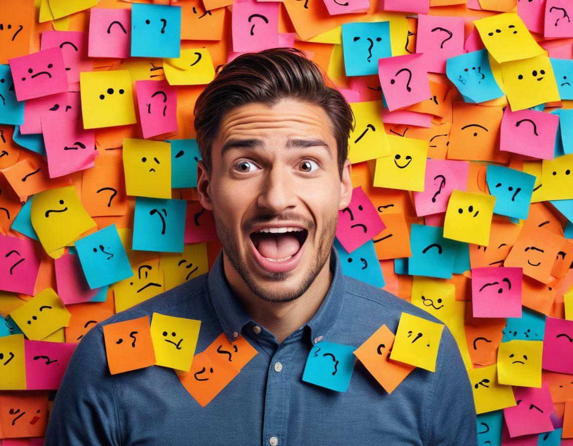 A dynamic collage of diverse, expressive faces reacting to various product reviews on colorful sticky notes, some with thumbs up and others with question marks, showcasing a digital world where opinions vividly come to life. super-realistic. vibrant colors. 3D.